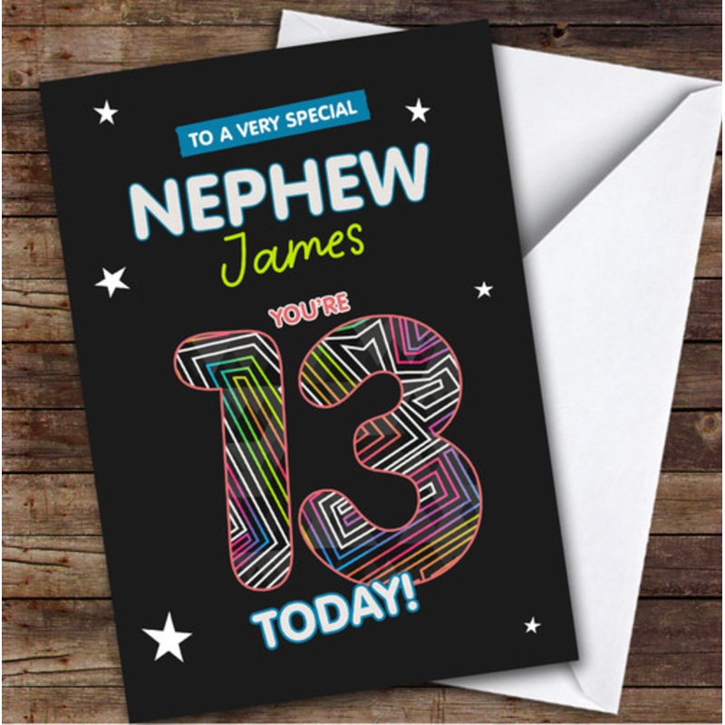 Black Funky 13th Nephew Teenager Boys Custom Personalised Birthday Card – The Card Zoo