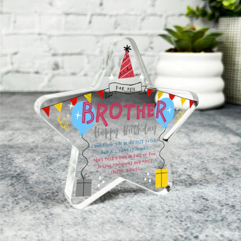 Brother Happy Birthday Present Balloons Star Plaque Keepsake Gift – The Card Zoo
