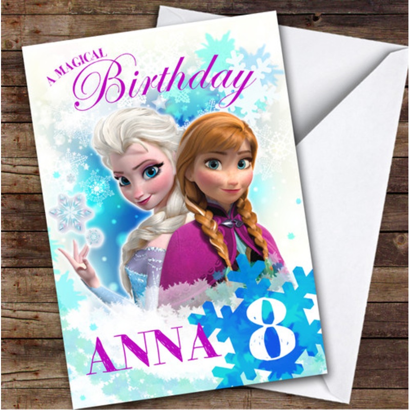 Frozen Characters Magical Any Age Kids Personalised Children’s Birthday Card – The Card Zoo