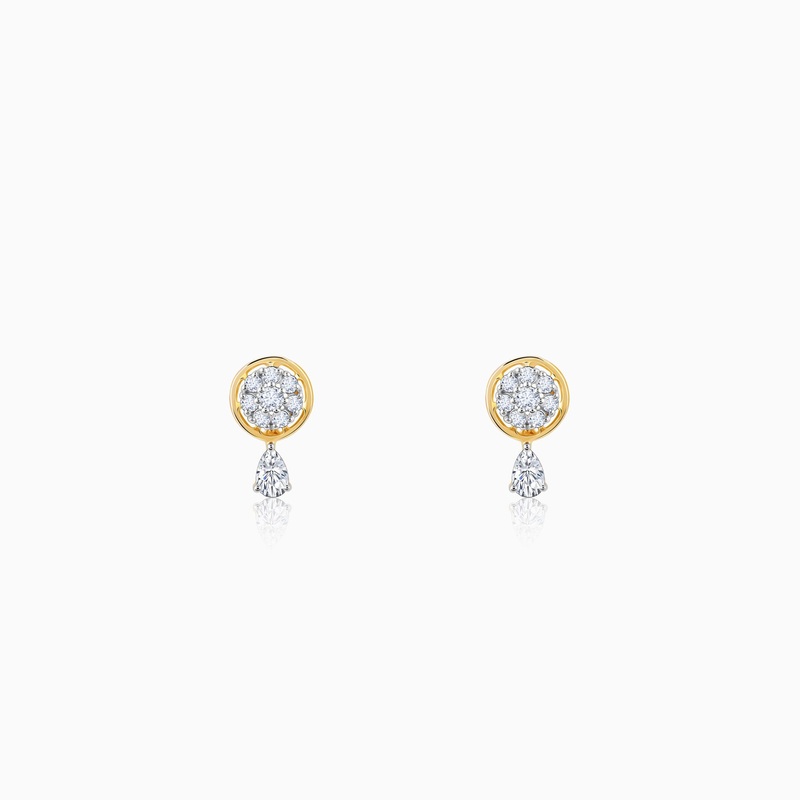Gold Floral Dangling Lab Grown Diamond Earrings