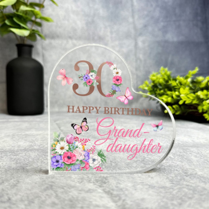 Granddaughter 30th Pink Purple Happy Birthday Present Heart Plaque Keepsake Gift – The Card Zoo
