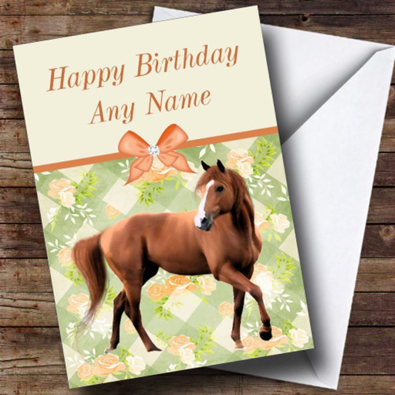 Peach Roses Horse Personalised Birthday Card – The Card Zoo