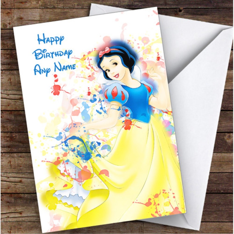 Snow White Name Disney Splatter Art Children’s Kids Personalised Birthday Card – The Card Zoo