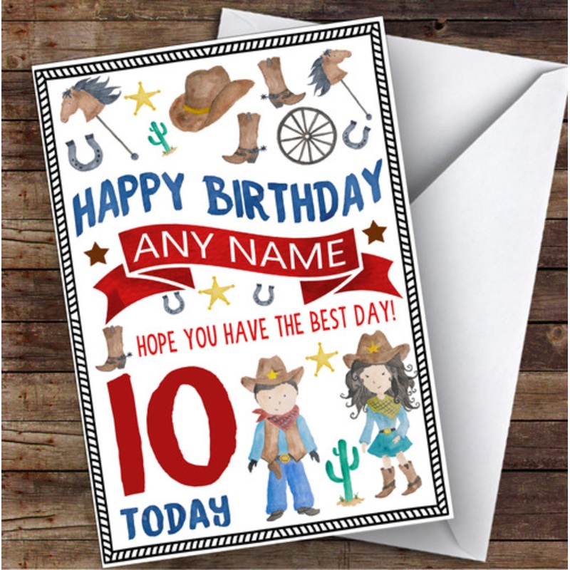 Watercolour Cowboy and Cowgirl Any Age and Name Children’s Birthday Card – The Card Zoo