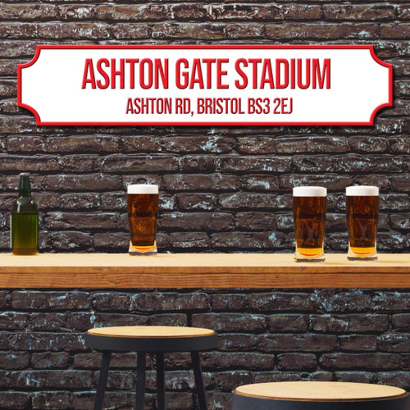 Bristol City Ashton Gate Stadium White and Red Any Text Football Club 3D Train Street Sign – The Card Zoo
