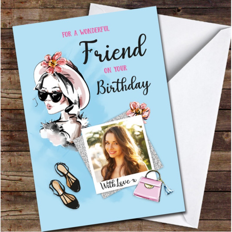Friend Girl Pretty Glam Beauty Photo Glitter Female Personalised Birthday Card – The Card Zoo