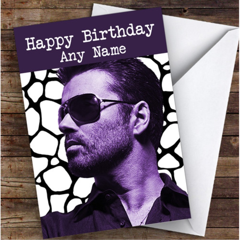 George Michael Black White Purple Celebrity Personalised Birthday Card – The Card Zoo