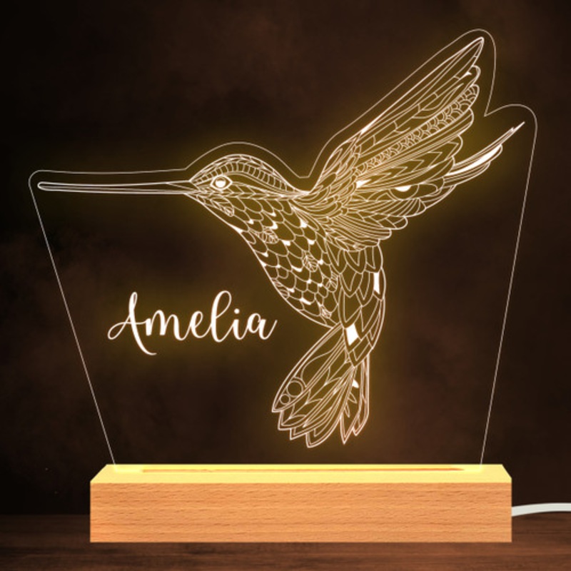 Hummingbird Pretty Personalised Gift Warm White Lamp Night Light – The Card Zoo