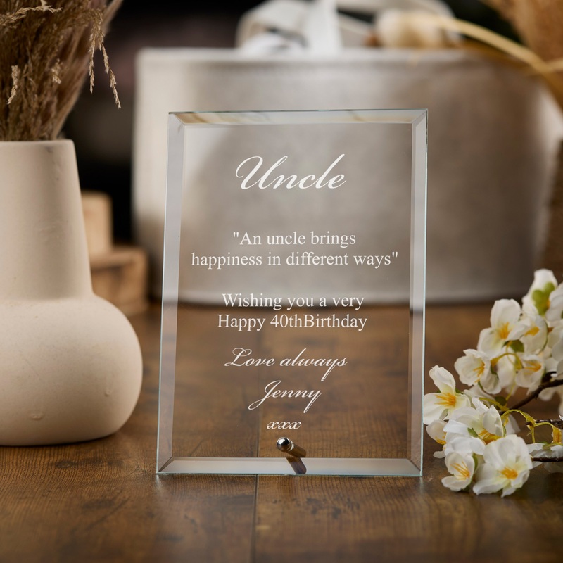 Personalised Engraved Glass Plaque Uncle Gift