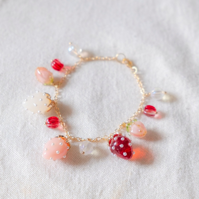 Strawberries Gold Charm Bracelet(Nationwide Delivery)