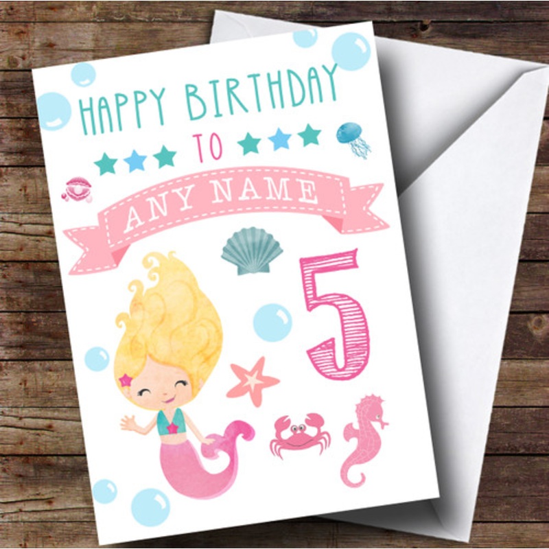 Under The Sea Mermaid Age Children’s Birthday Personalised Card – The Card Zoo