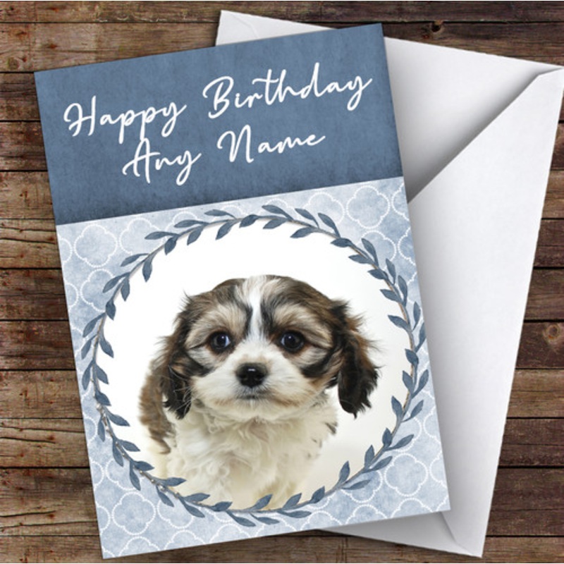 Cavachon Dog Blue Animal Personalised Birthday Card – The Card Zoo