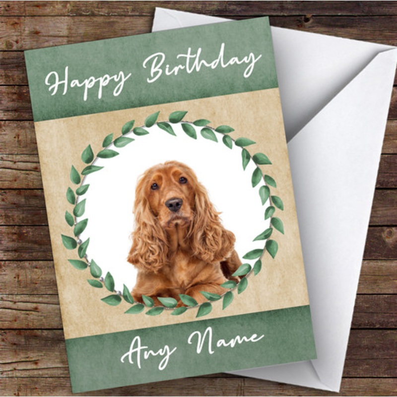 Cocker Spaniel Dog Green Animal Personalised Birthday Card – The Card Zoo