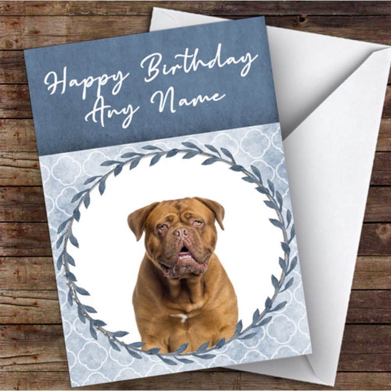 Dogue De Bordeaux Dog Blue Animal Personalised Birthday Card – The Card Zoo