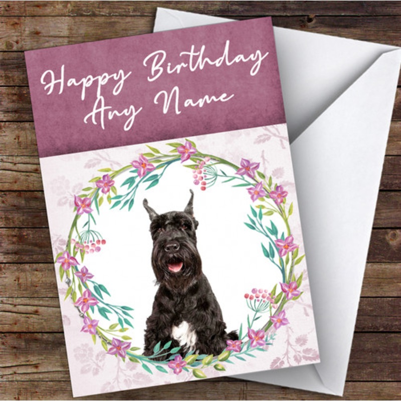 Giant Schnauzer Dog Pink Floral Animal Personalised Birthday Card – The Card Zoo