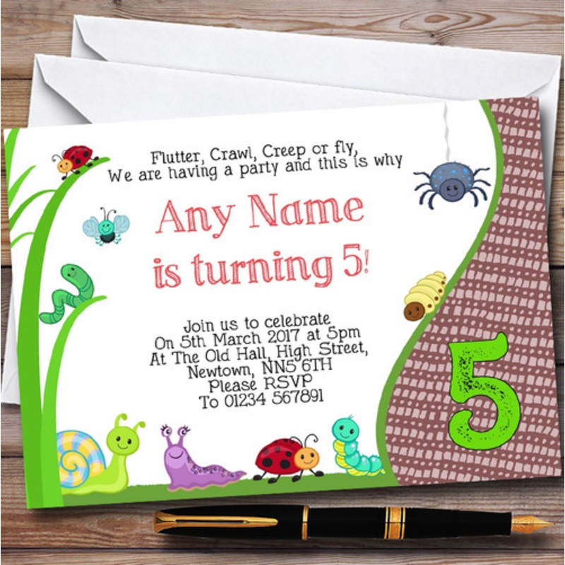 Insects Bugs and Ladybirds Personalised Children’s Party Invitations – The Card Zoo