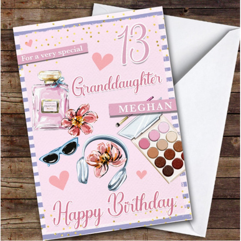 13th Granddaughter Pink Makeup Teenager Custom Personalised Birthday Card – The Card Zoo
