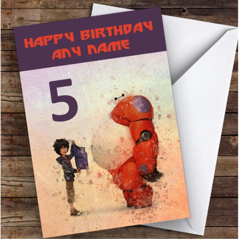 Big Hero 6 Vintage Watercolour Splatter Children’s Kids Birthday Card – The Card Zoo
