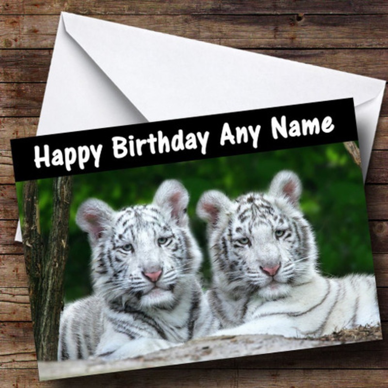 Two White Tigers Personalised Birthday Card – The Card Zoo