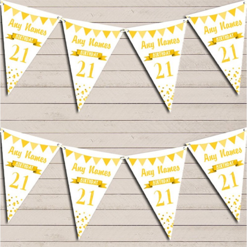 Any Age Birthday 18th 21st 30th 40th 50th 60th Yellow Birthday Bunting – The Card Zoo