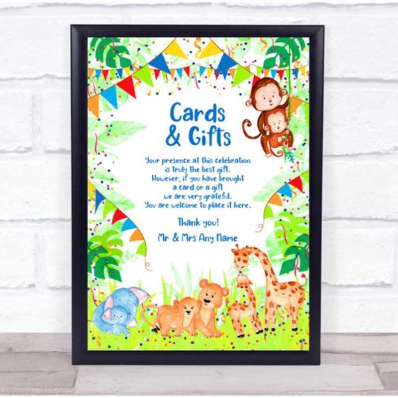 Cards and Gifts Kids Animal Jungle Birthday Personalised Event Party Sign – The Card Zoo