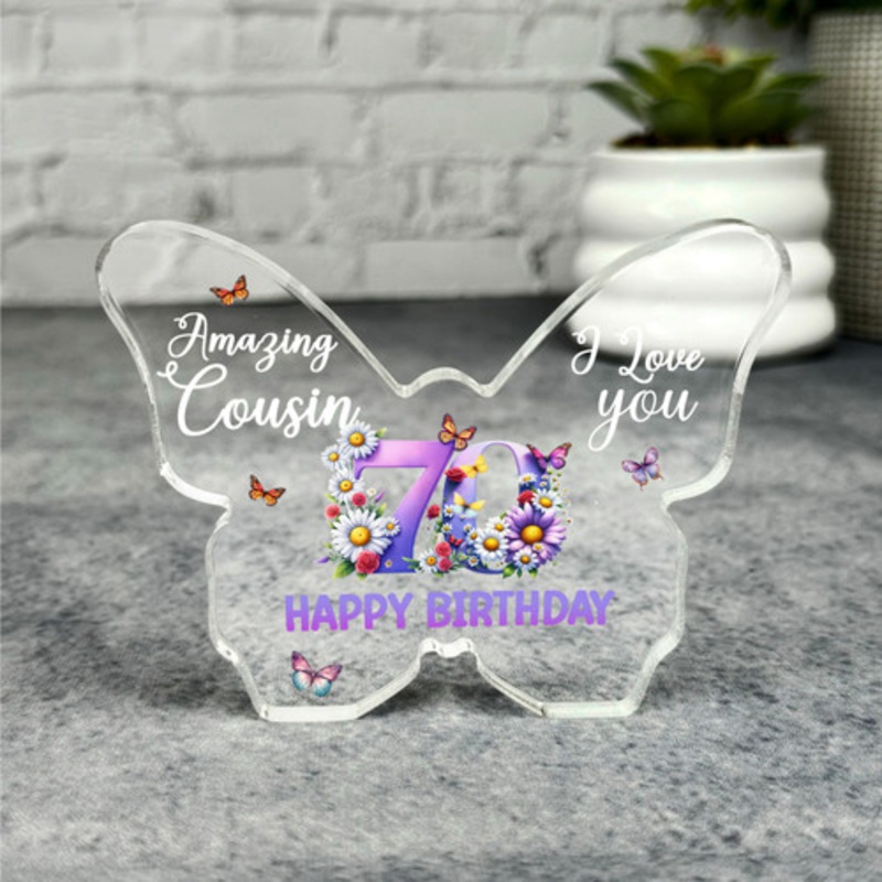 Cousin 70th Happy Birthday Present Floral Butterfly Plaque Keepsake Gift – The Card Zoo