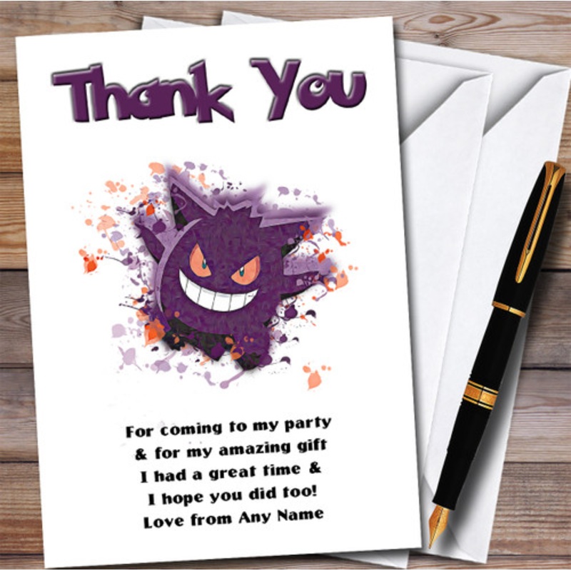 Genga Pokemon Splatter Art Children’s Birthday Party Thank You Cards – The Card Zoo