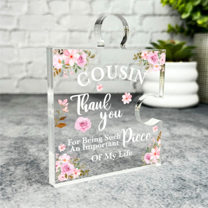 Gift For Cousin Watercolour Pink Floral Puzzle Plaque Keepsake Gift – The Card Zoo