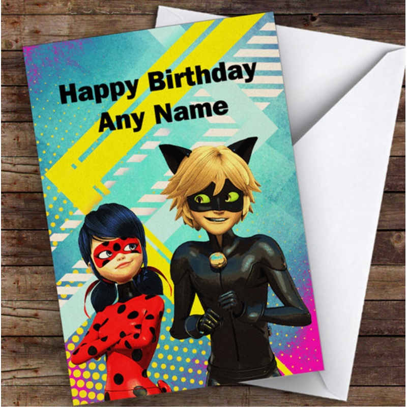 Miraculous Ladybug Bright Children’s Kids Personalised Birthday Card – The Card Zoo