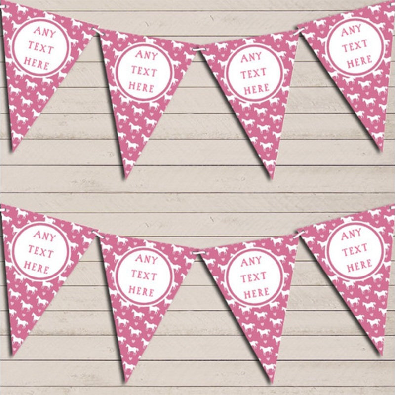 Pink Horses Pony Personalised Children’s Birthday Bunting – The Card Zoo