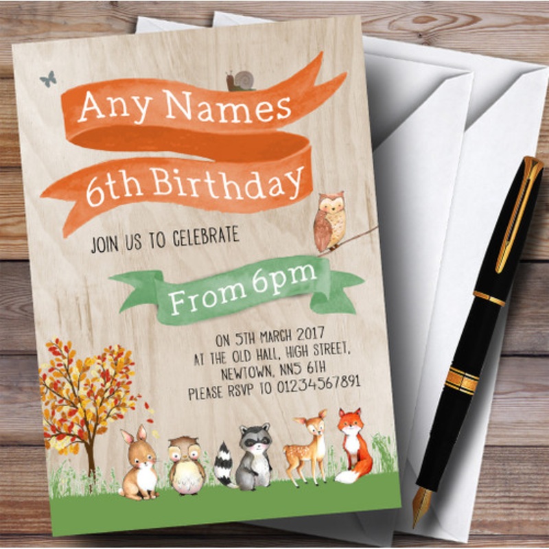 Woodland Forest Animals Fox Children’s Birthday Party Invitations – The Card Zoo