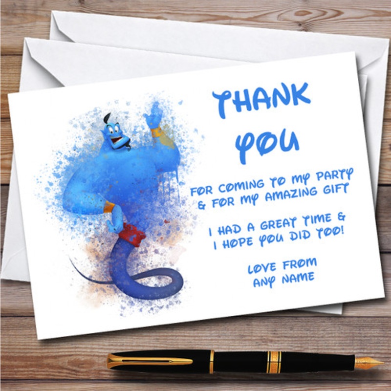 Aladdin Genie Watercolour Splatter Children’s Birthday Party Thank You Cards – The Card Zoo