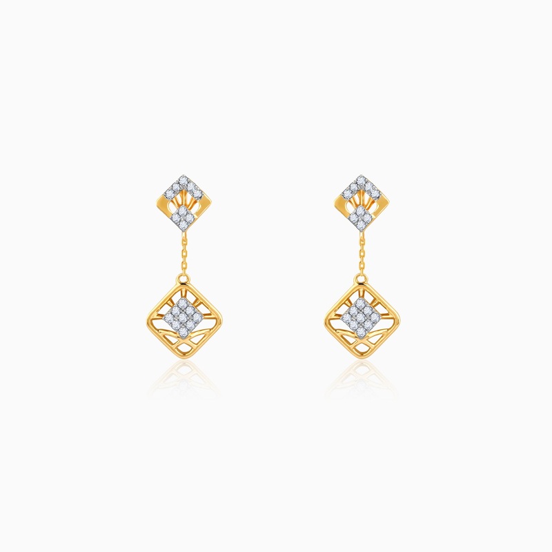 Gold Quadrado Twinkle Diamond Earrings