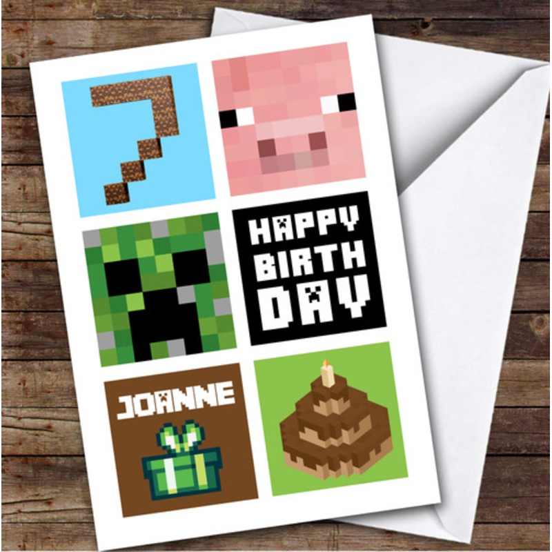 Minecraft 7th Birthday Age 7 Personalised Kids Children’s Birthday Card – The Card Zoo