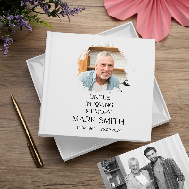 Personalised Uncle In Loving Memory White Album With Photo For 50 x 6×4 Photos