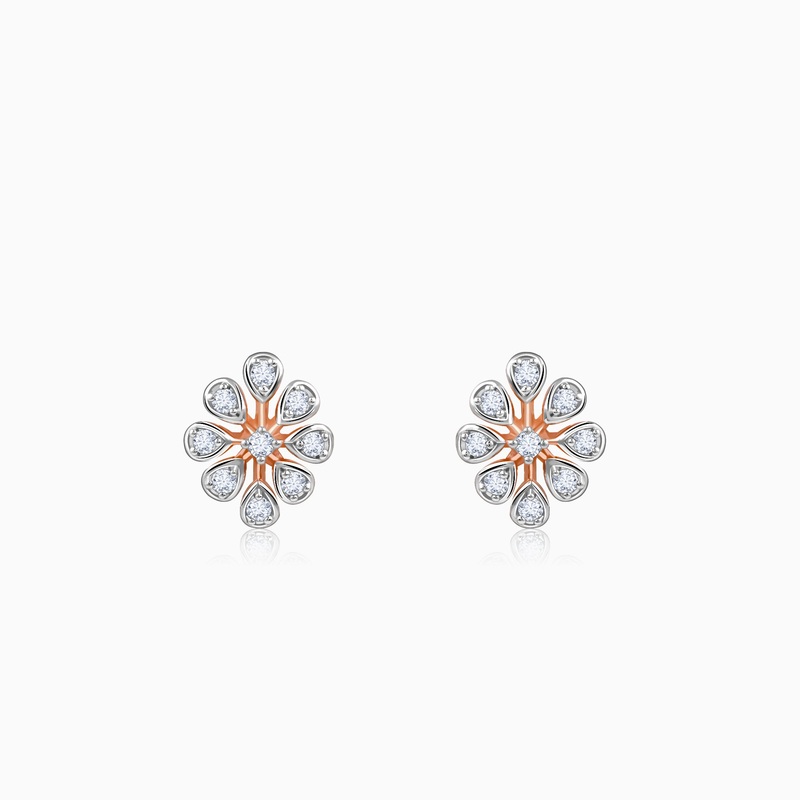 Rose Gold Twinkling Petals Lab Grown Diamond Earrings
