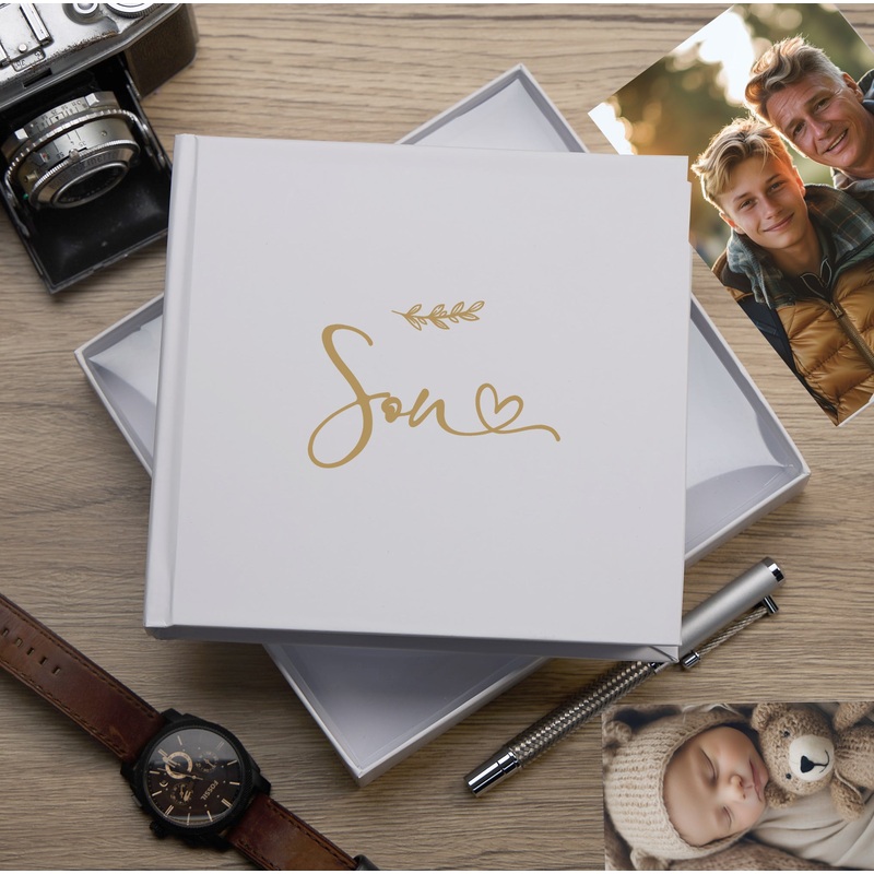 Son White Photo Album With Leaf Design For 50 x 6 by 4 Photos