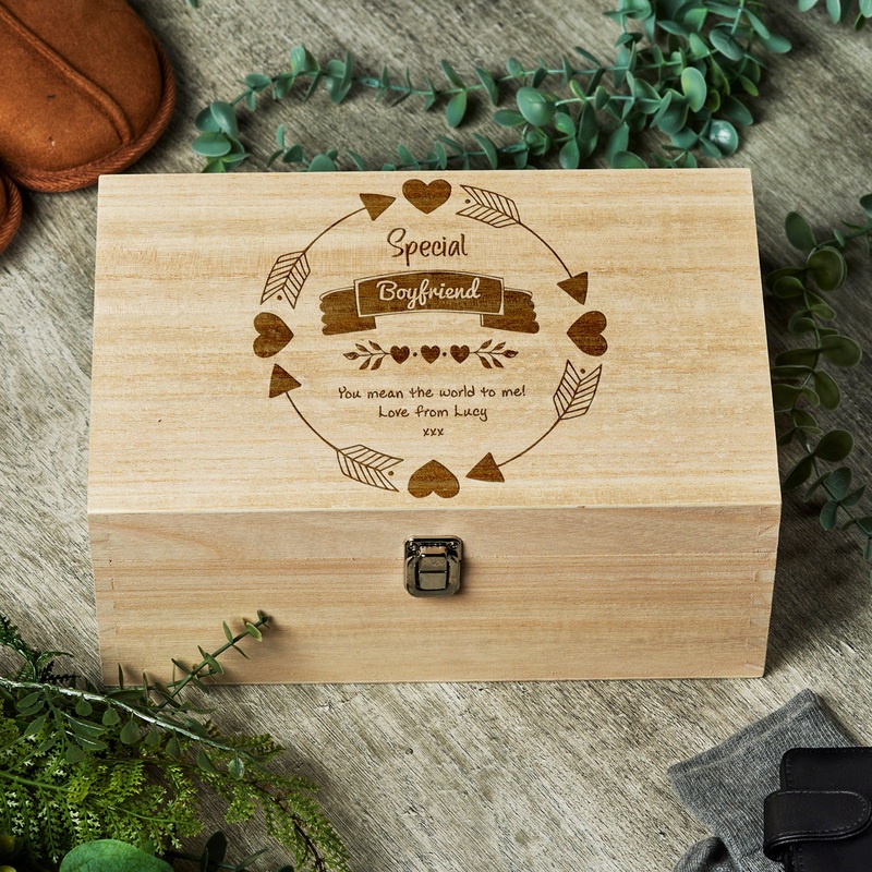 Special Boyfriend Gift Personalised Large wooden Keepsake Box