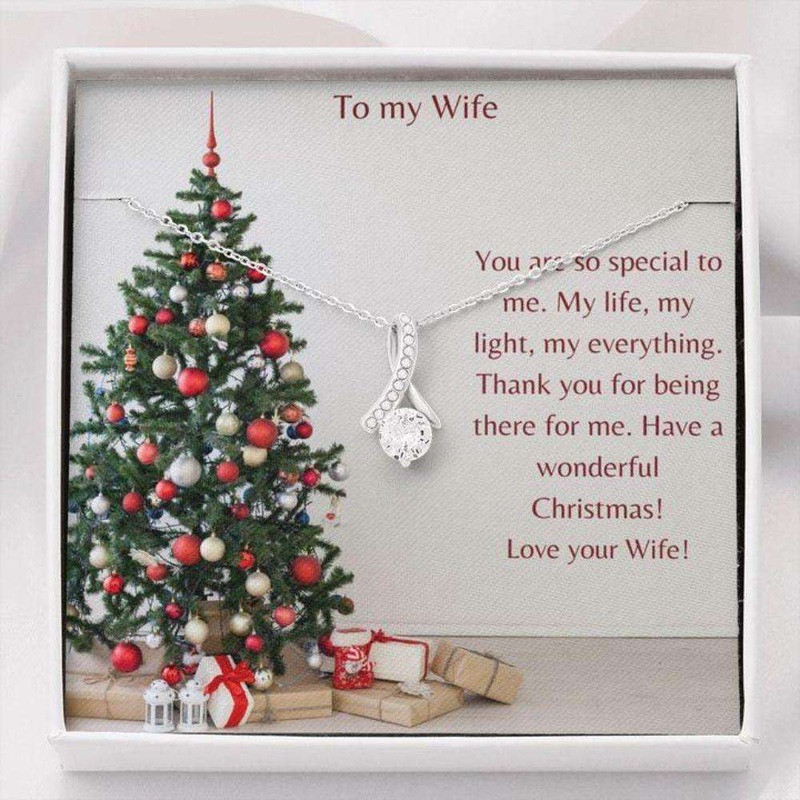 Wife Necklace,Gift Necklace With Message Card Wife To Wife Christmas Tree Beauty Necklace
