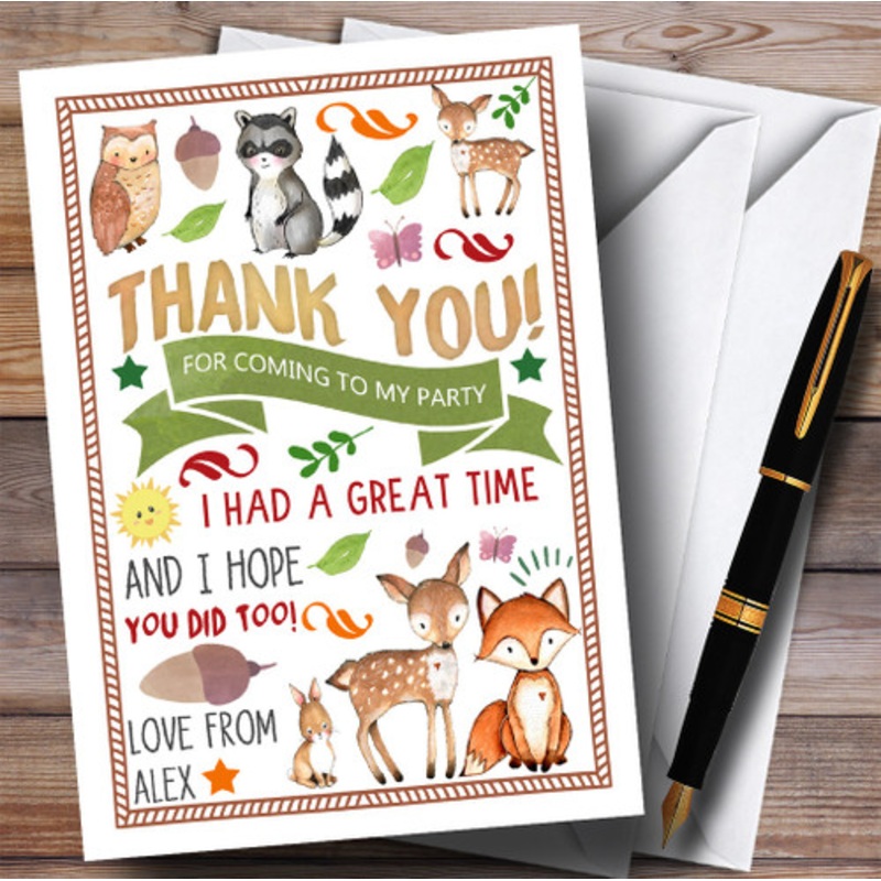 Woodland Animals Forest Party Thank You Cards – The Card Zoo