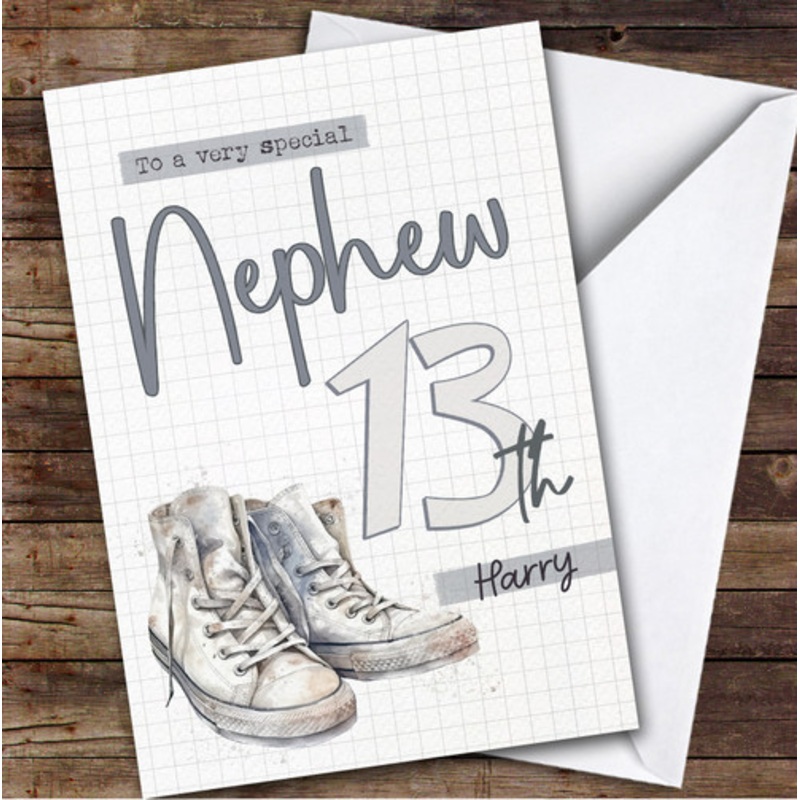 13th Nephew Trainers Sneakers Sport Teenage Boys Personalised Birthday Card – The Card Zoo