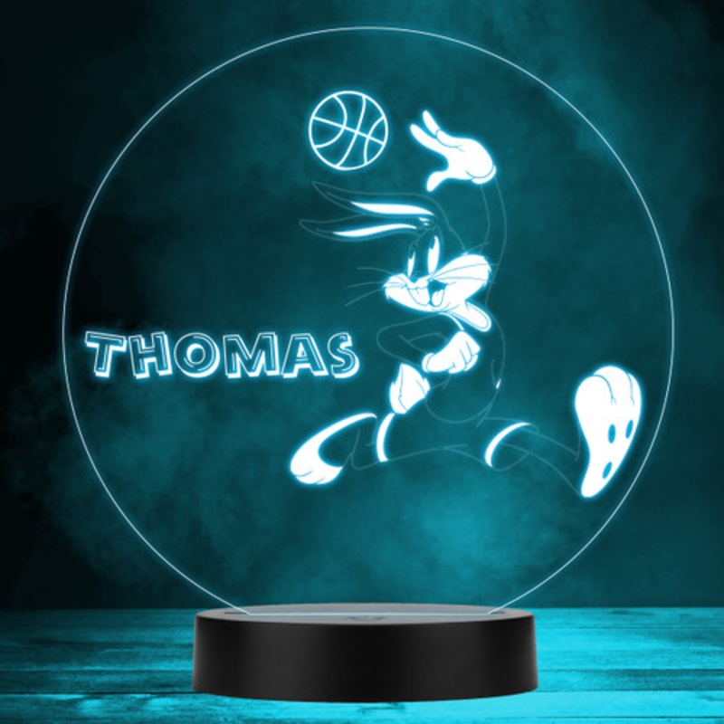 Basketball Bugs Bunny Looney Tunes Kids Personalised Gift RGB LED Night Light – The Card Zoo