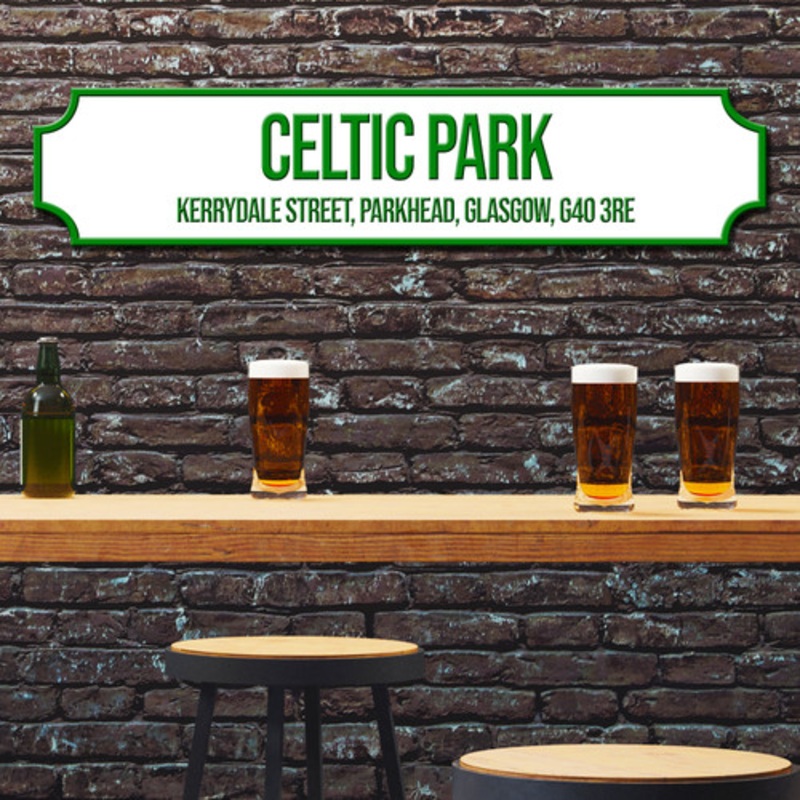 Celtic Celtic Park White and Green Stadium Any Text Football Club 3D Train Street Sign – The Card Zoo