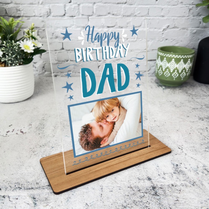 Dad Birthday Gift Photo Star Personalised Acrylic Plaque – The Card Zoo
