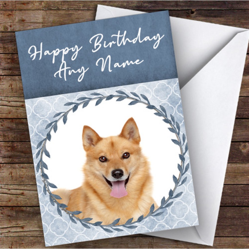 Finnish Spitz Dog Blue Animal Personalised Birthday Card – The Card Zoo