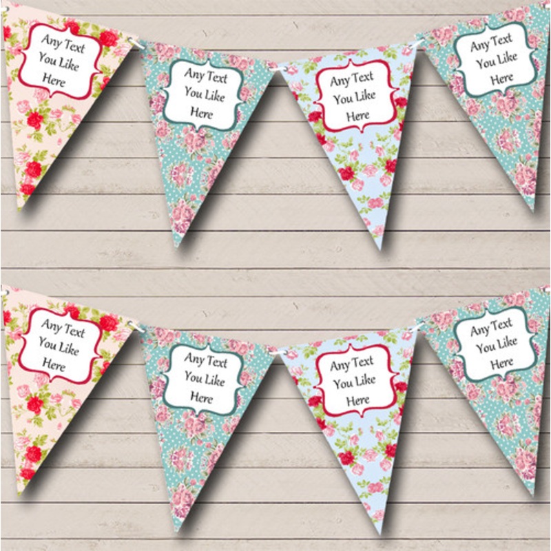 Floral Personalised Shabby Chic Garden Tea Party Bunting – The Card Zoo