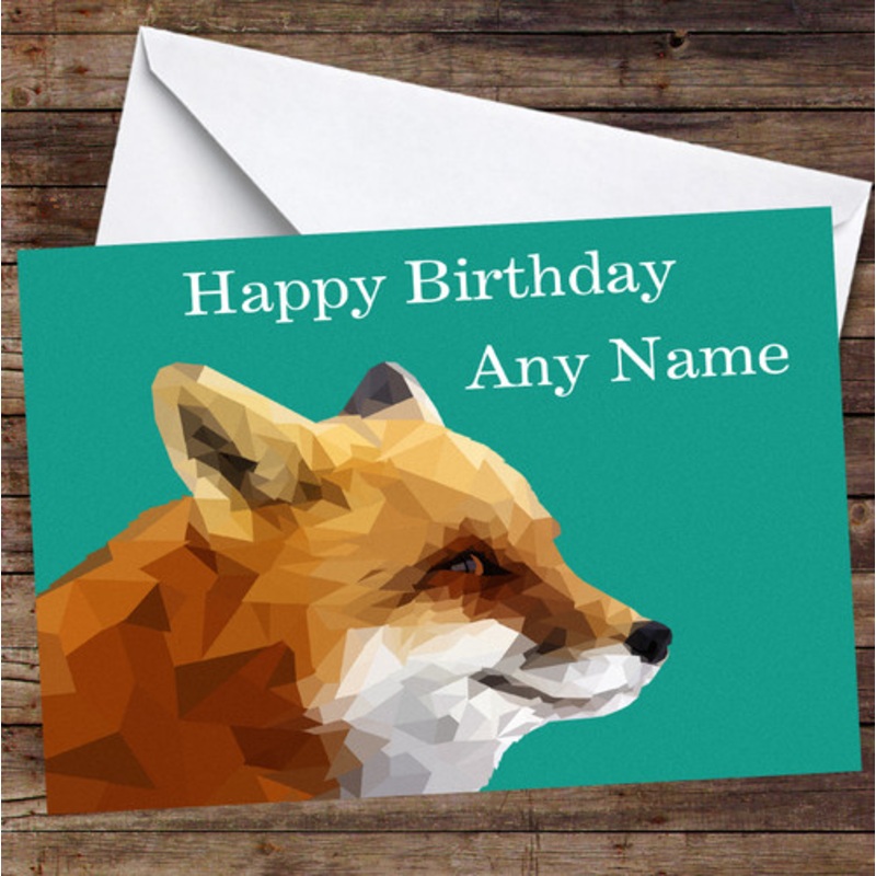 Fox Polygon Simple Personalised Birthday Card – The Card Zoo