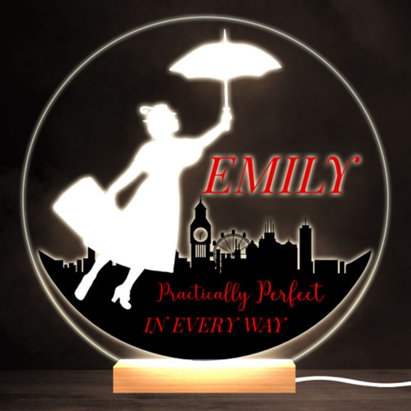 Mary Poppins Silhouette London Flying Round Personalised Gift Lamp Night Light – The Card Zoo