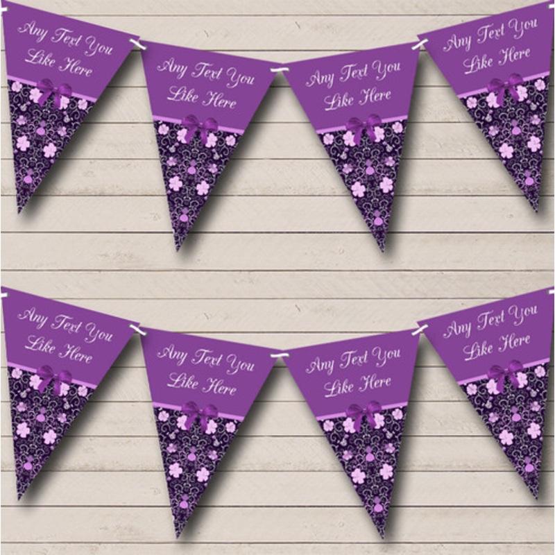 Purple Shabby Chic Vintage Floral Personalised Birthday Party Bunting – The Card Zoo
