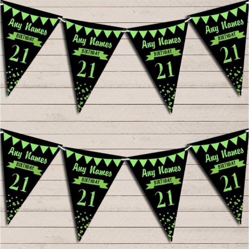 Any Age Birthday 18th 21st 30th 40th 50th 60th Black and Green Birthday Bunting – The Card Zoo